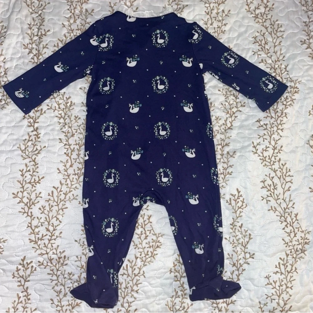 NWT Janie and Jack ruffle navy swan kimono onesie BABY size 0-3 6-9 months - Picture 4 of 6
